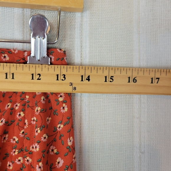 Lulus Absolutely Serene Rust Red Floral Print Ruched Maxi Skirt Red Size Small - Picture 7 of 13